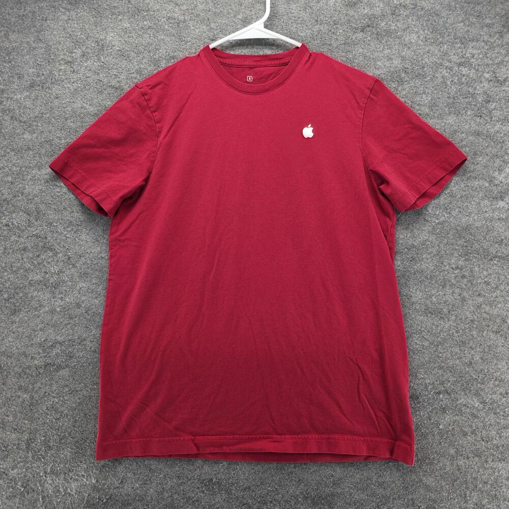 Apple Shirt Mens Small Red Logo Graphic Crewneck T-Shirt Tee 100% Cotton